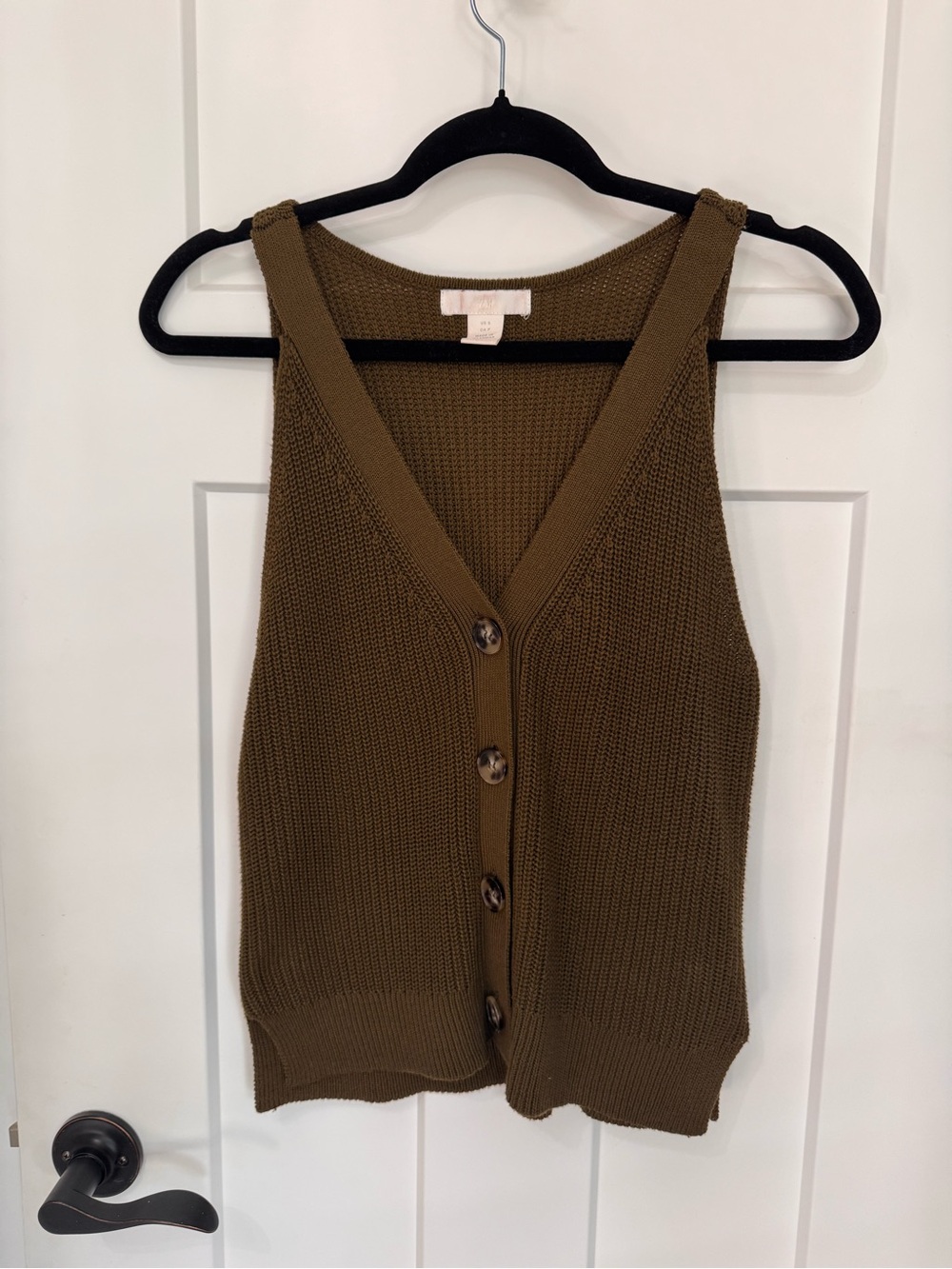 H&M Olive Brown Chunky Knit Button Vest